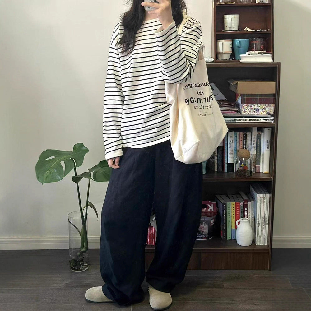 Women's casual long sleeve shirt with wide stripes Chic & Stil