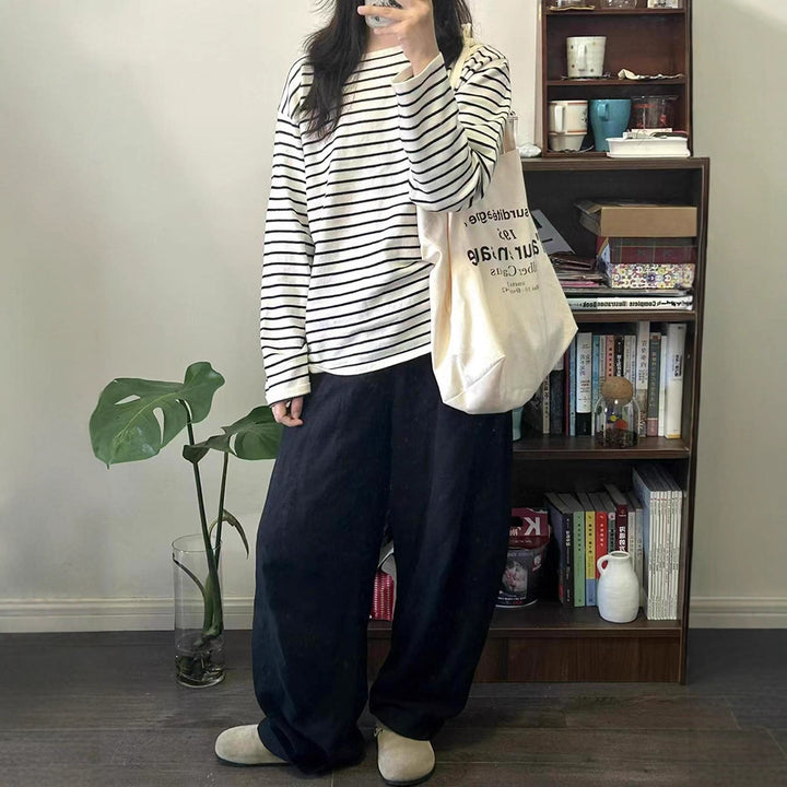 Women's casual long sleeve shirt with wide stripes Chic & Stil