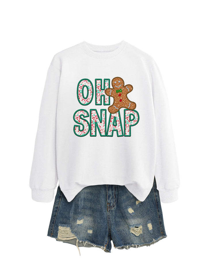 Sweatshirt pour femmes avec motif de bonhomme en pain d'épice amusant et lettrage étincelant Chic & Stil