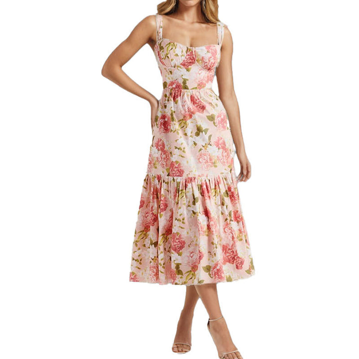 Robe à fleurs pour femmes avec ourlet à volants et fines bretelles Chic & Stil