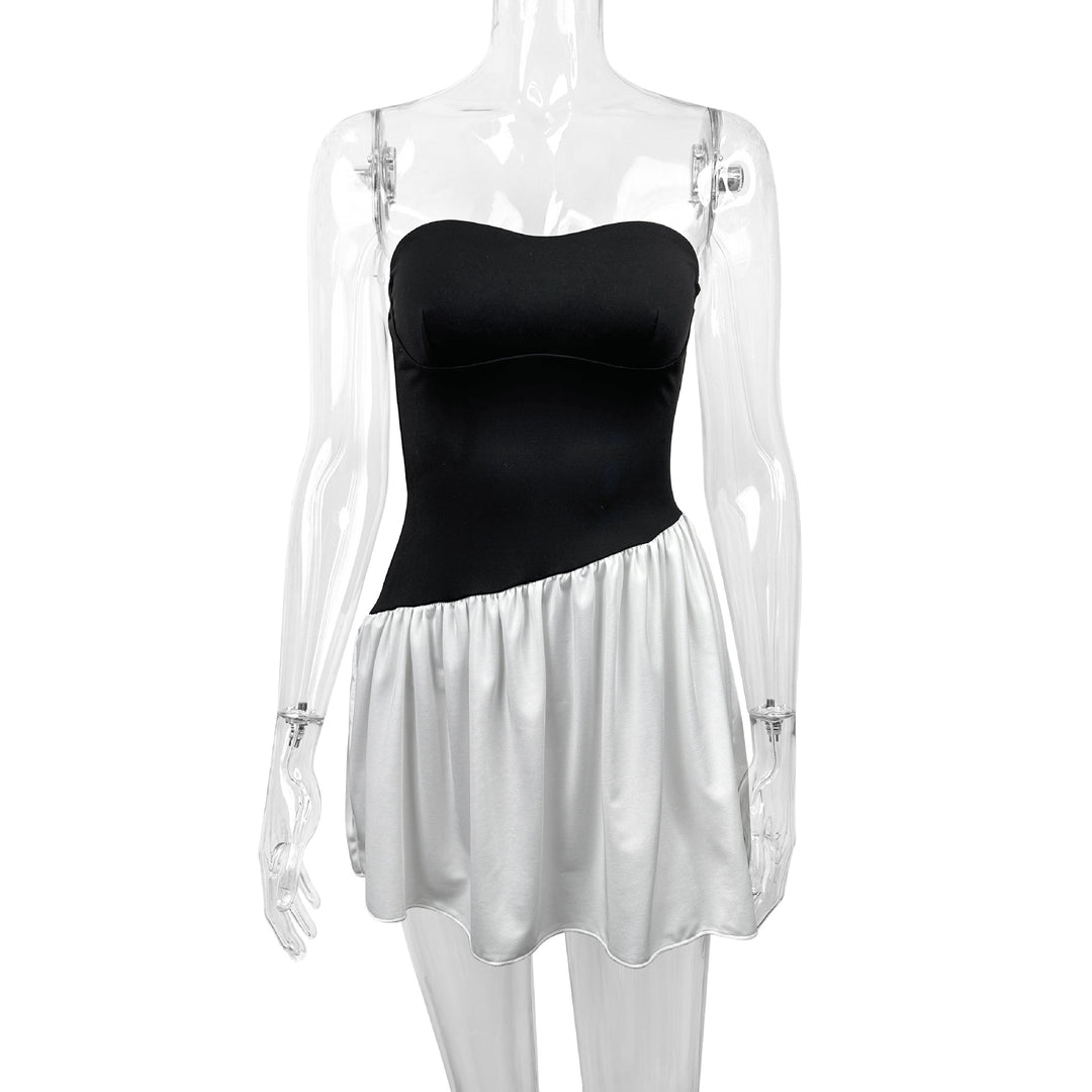 Women's Fitted Bandeau Dress with Flared Skirt Lune London