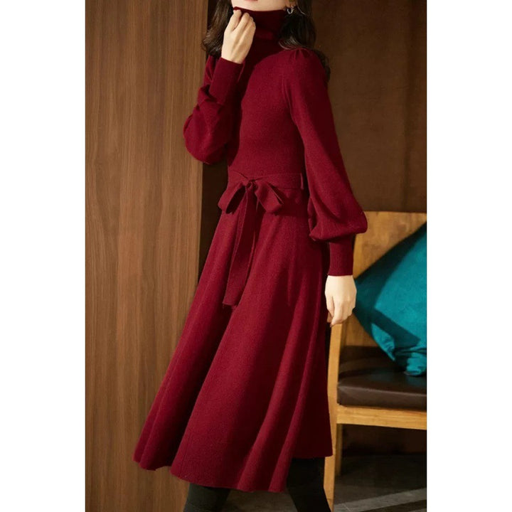 Robe en tricot pour femmes avec col haut et ceinture réglable Chic & Stil