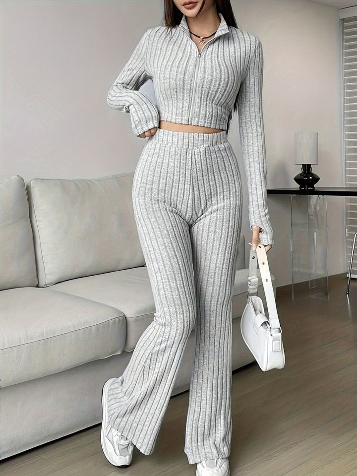 Ensemble de tricot décontracté pour femmes avec fermeture éclair Chic & Stil