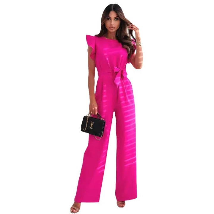 Elegant woman in flying sleeve jumpsuit Lune London