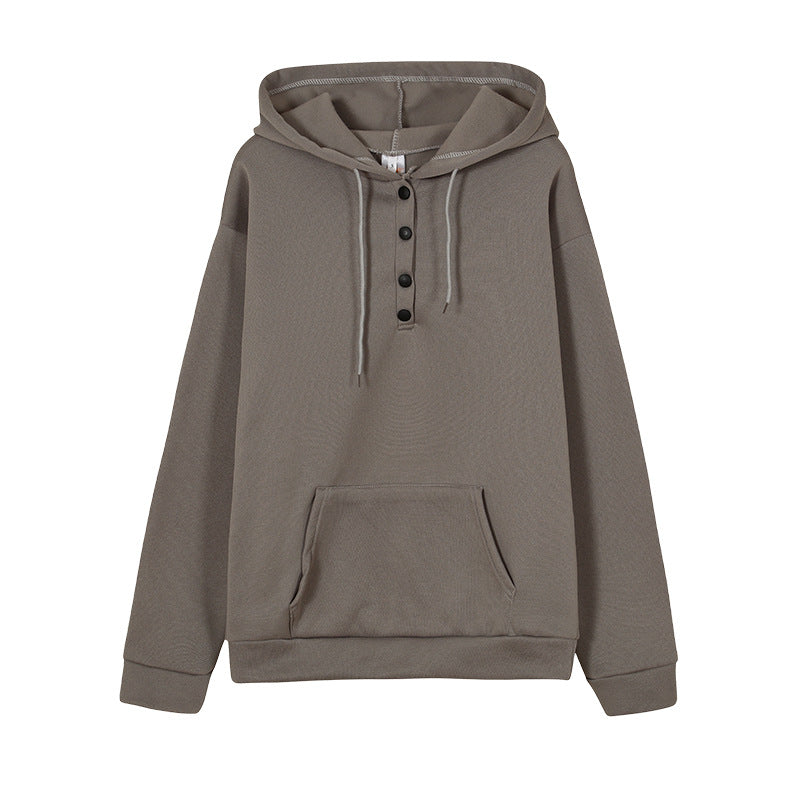 Hooded sweatshirt for women with button details and practical kangaroo pocket Lune London