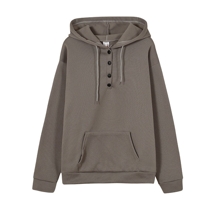 Hooded sweatshirt for women with button details and practical kangaroo pocket Lune London