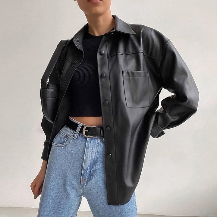 Shirt jacket in faux leather for women Lune London