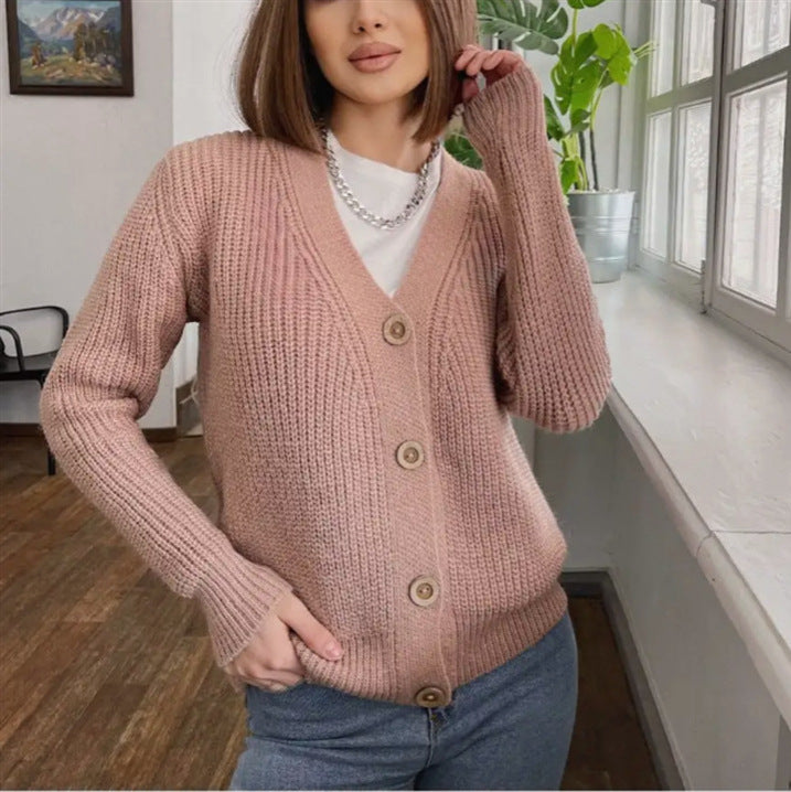 Women Chunky Knit Vest with Buttons Lune London