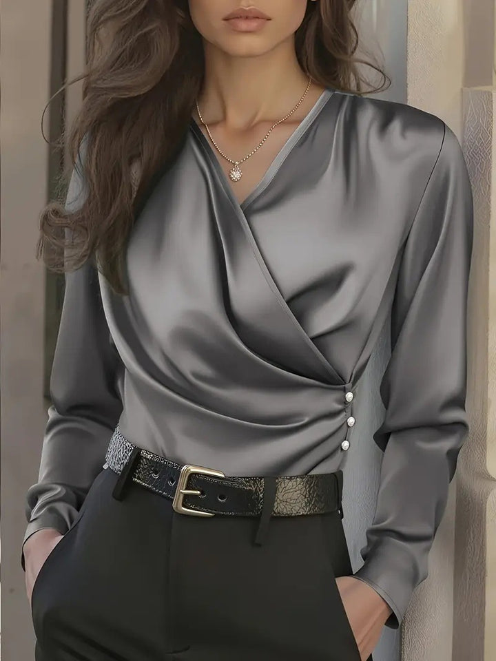 Women's wrap blouse with elegant button details Lune London