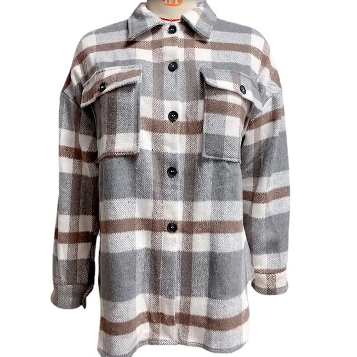 Ladies Checked Shirt Jacket Moon London