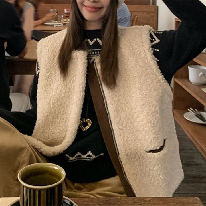 Pull en tricot épais pour femme avec motif norvégien traditionnel Chic & Stil
