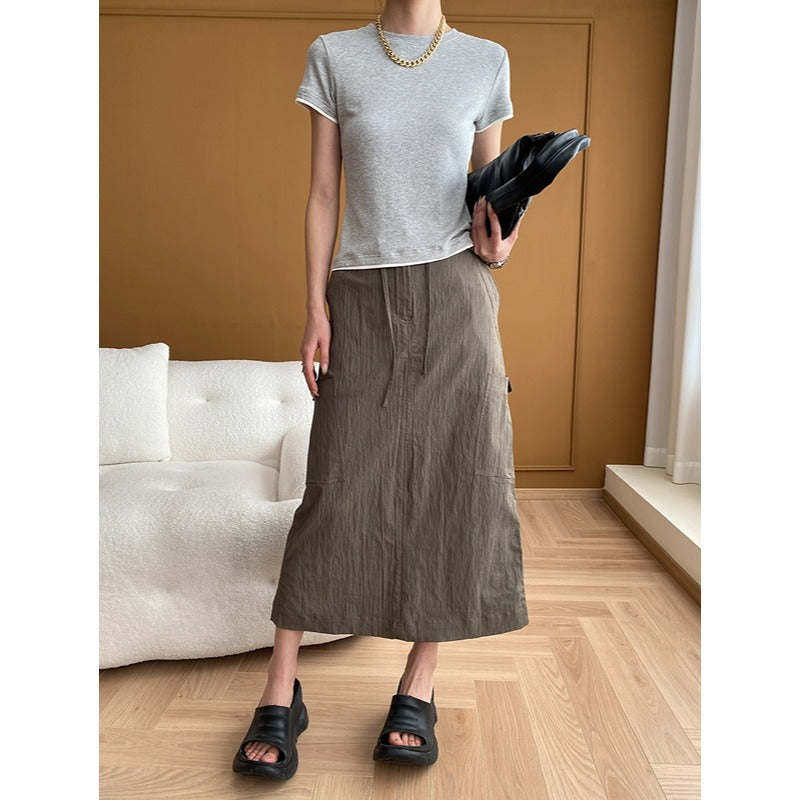 Ladies Elegant Maxi Skirt with Practical Pockets Chic & Stil