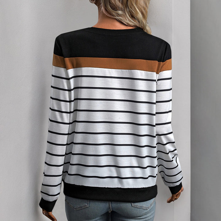 Trendy striped sweater for women with contrasting sleeves Lune London