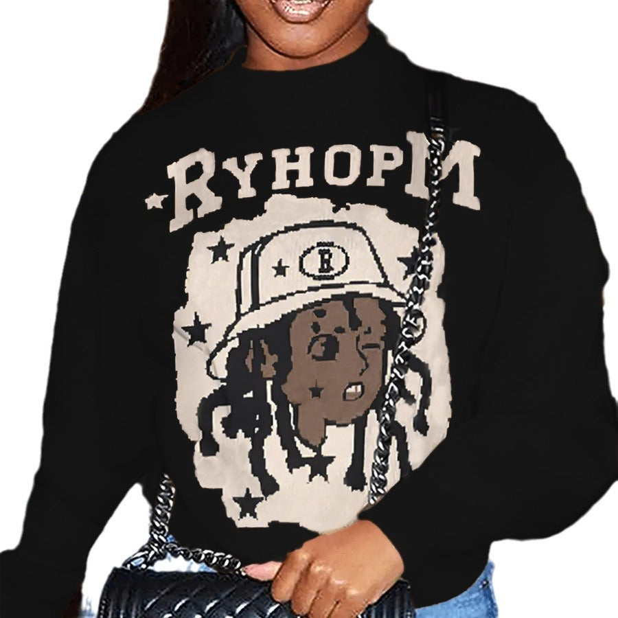 Ladies Oversized Sweater with artistic graphic print Lune London