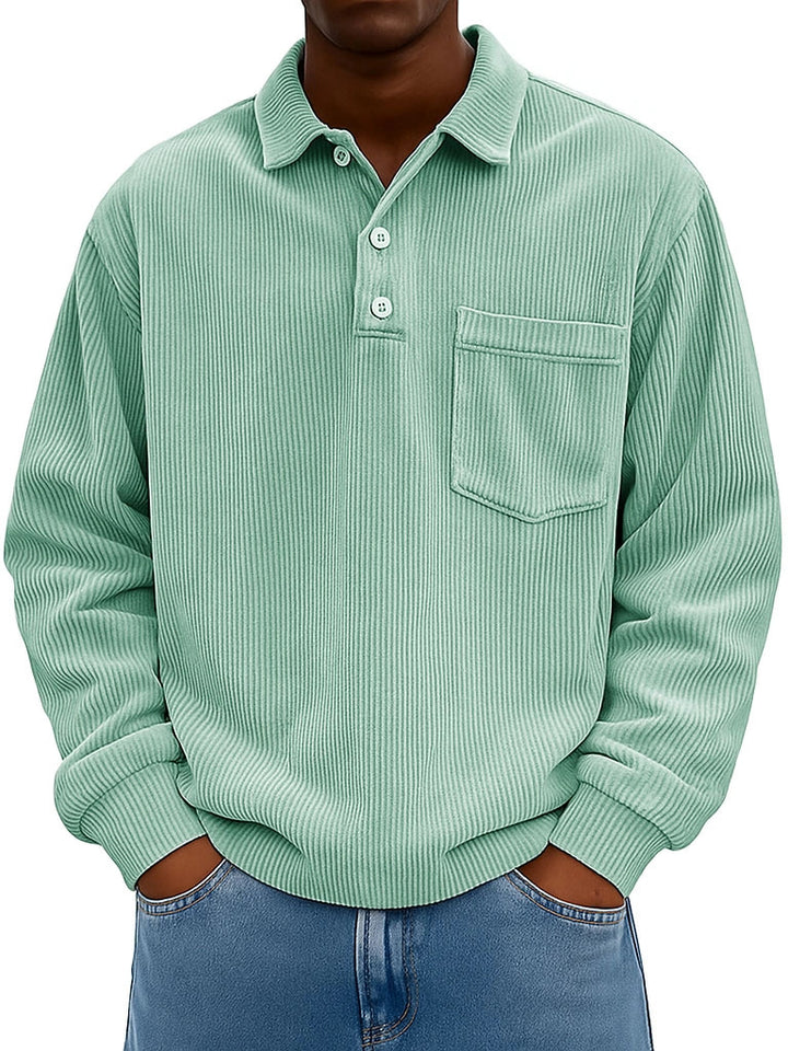 Men's Casual Polo with textured ribbed design and chest pocket Lune London