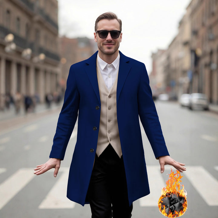 Elegant long coat for men with a modern cut and optimal wearing comfort Lune London
