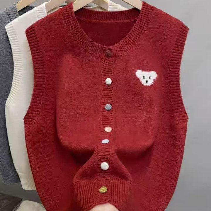 Gilet en tricot pour femmes avec joli motif d'ours Chic & Stil