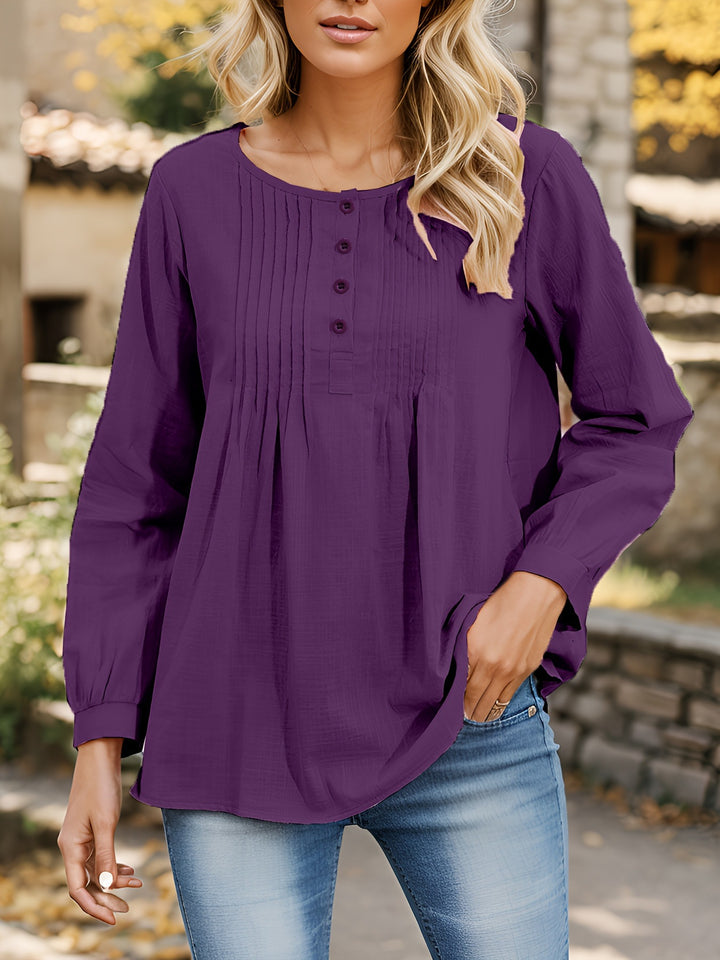 Women's blouse with pleats and button placket Lune London