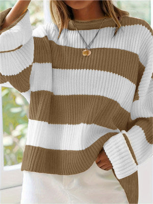 Casual sweater for women with striking striped pattern Lune London
