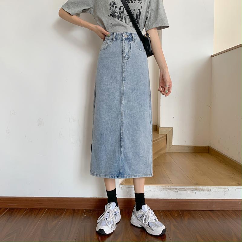 Jupe en denim longue pour femmes avec fente chic Chic & Stil