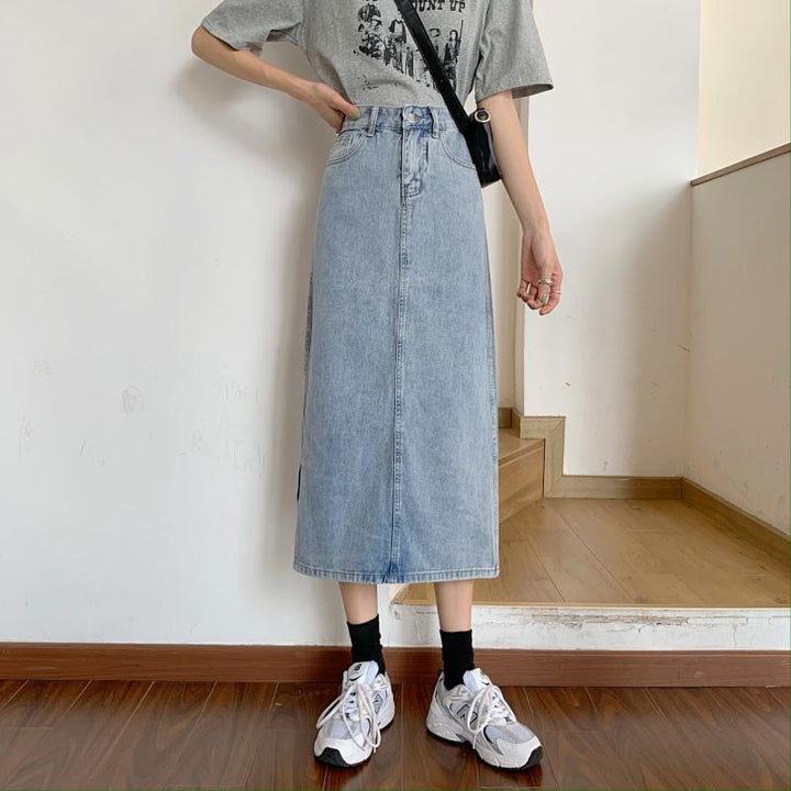 Jupe en denim longue pour femmes avec fente chic Chic & Stil
