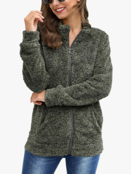 Ladies Plush Jacket with Full Zip and Soft Fleece Fabric Lune London