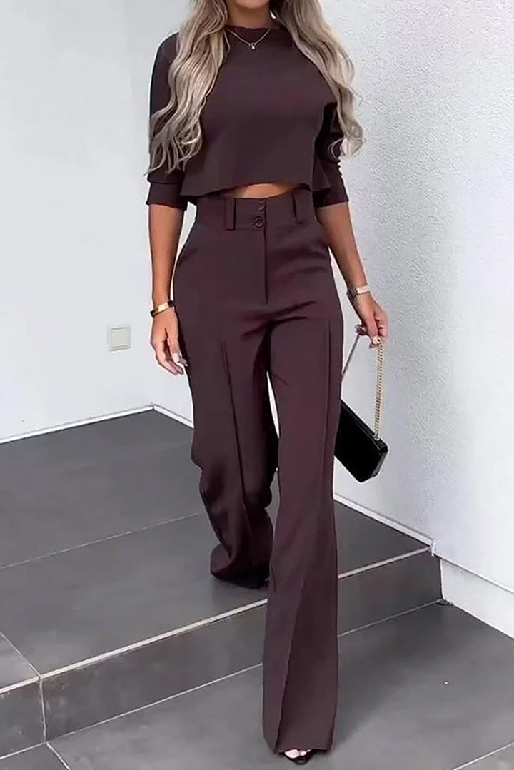 Lune London | Sleeve Sweater Wide Leg Pants Business Casual Outfits Set