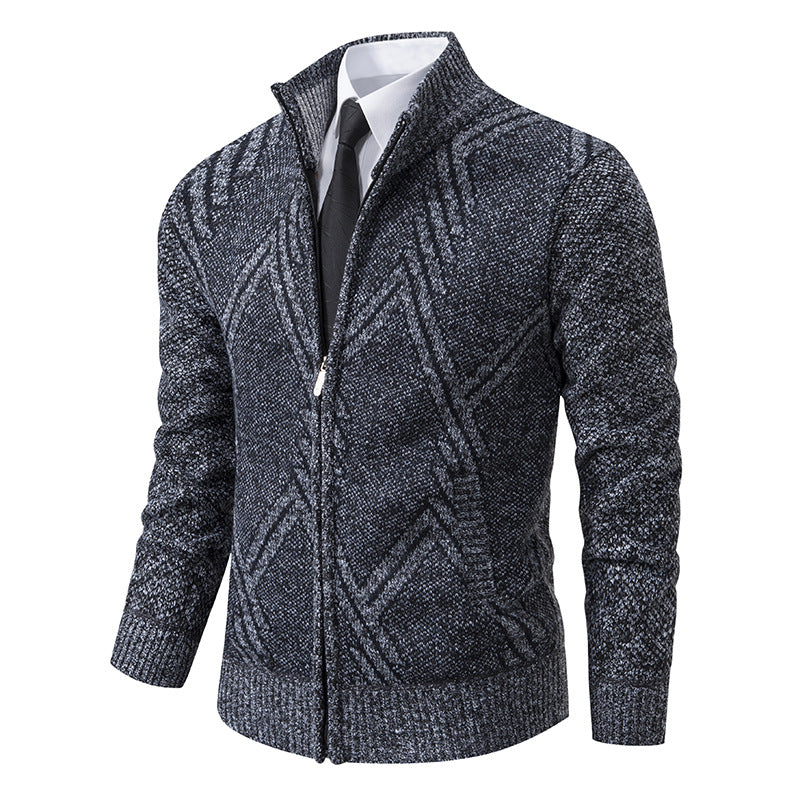 Men's knit jacket with modern geometric patterns Lune London