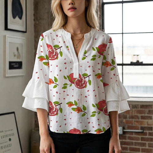 Women's blouse with voluminous ruffled sleeves and modern design Lune London