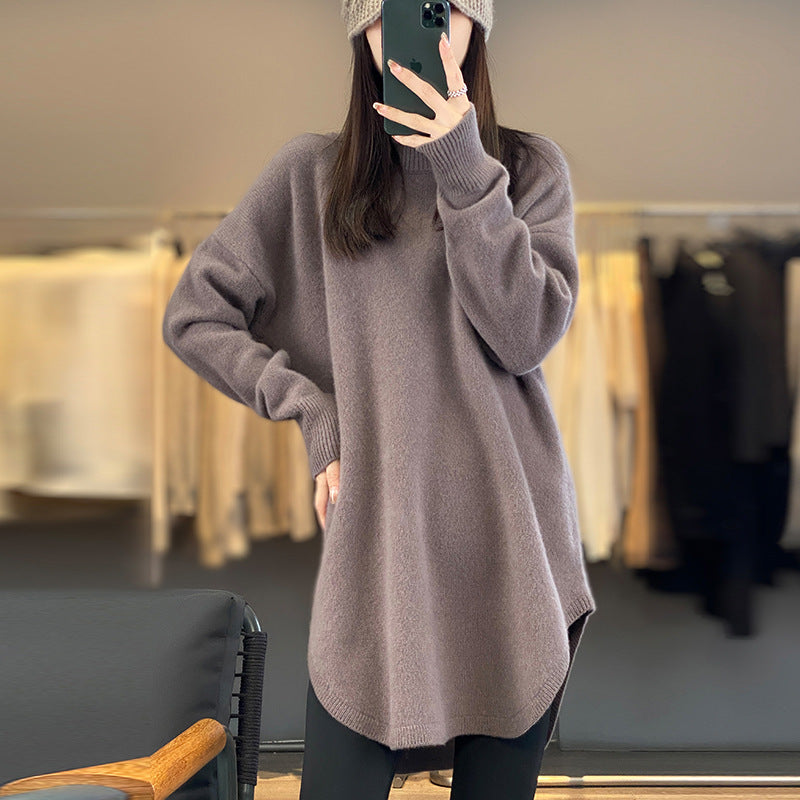 Oversized knitted sweater for women with asymmetrical hem Lune London