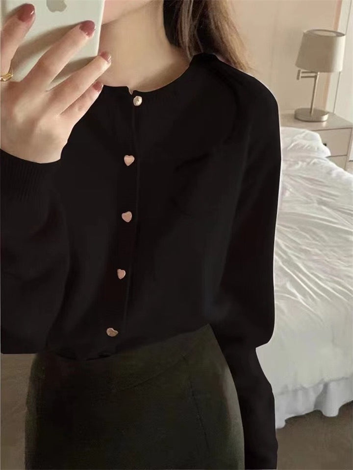 Femme Élégant Gilet avec Boutons en Cœur et Structure en Côtelé Fin Chic & Stil