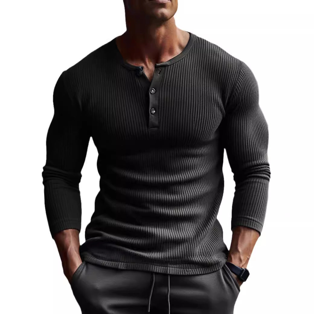 Men's long sleeve T-shirt with textured ribbed pattern Lune London