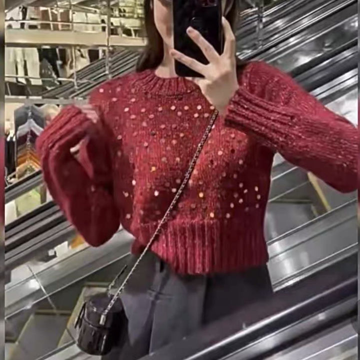 Sparkling knit sweater for women with texture and loose fit Lune London