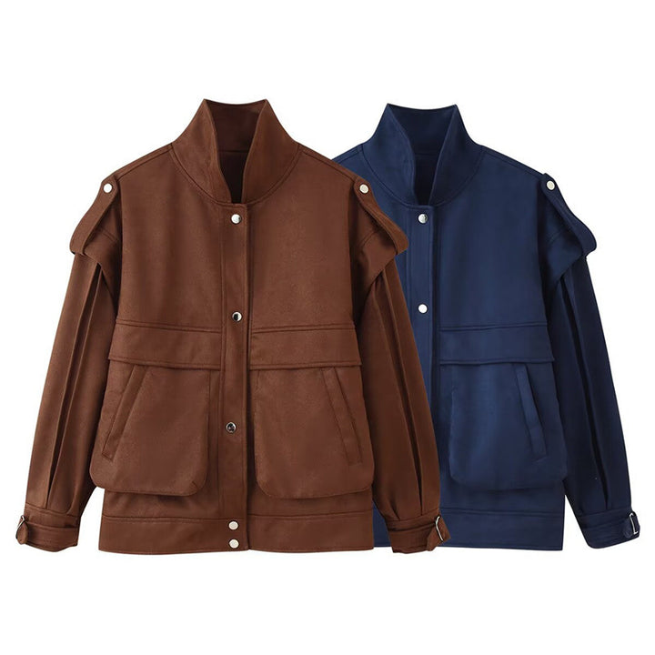 Lune London fashionable women's utility jacket with handy pockets and high collar