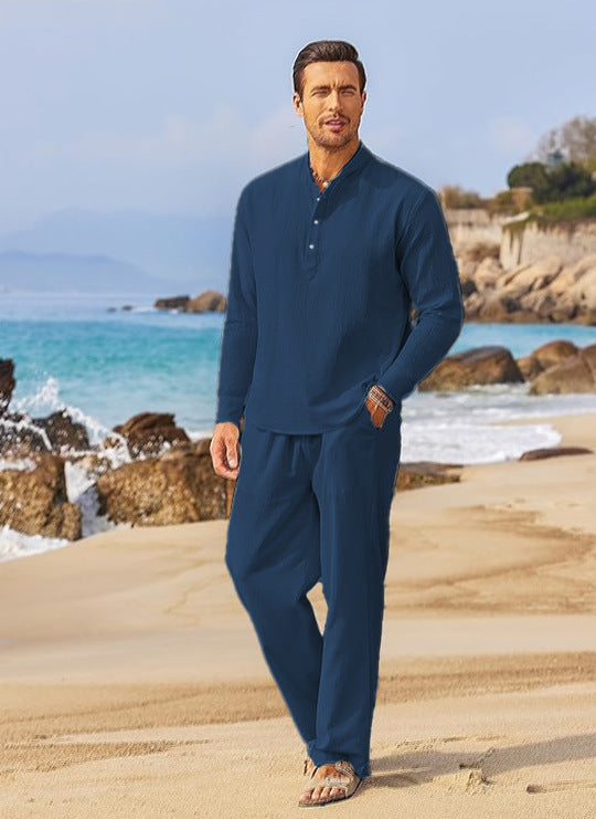 Light beach pants for men and stylish long sleeve shirt Lune London