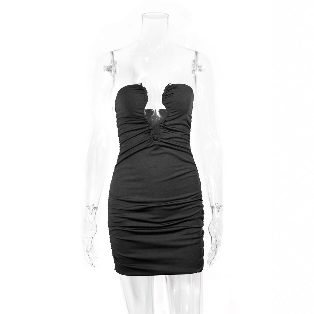 Women's mini dress with deep neckline and body-hugging silhouette Lune London