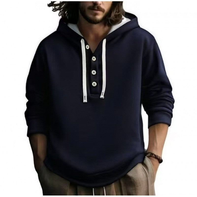 Men's hooded sweatshirt with button placket Chic & Stil