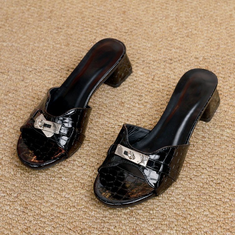 Elegant Ladies Mules with decorative detail and comfortable block heel Lune London