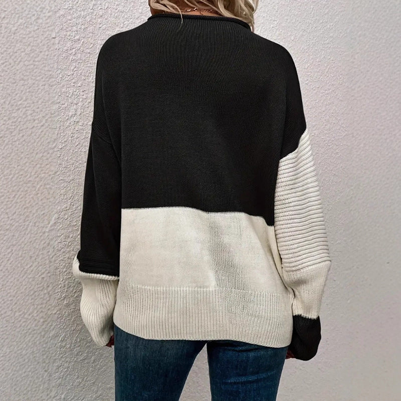 Pull en tricot décontracté pour femmes avec un design texturé et des blocs de couleur modernes Chic & Stil
