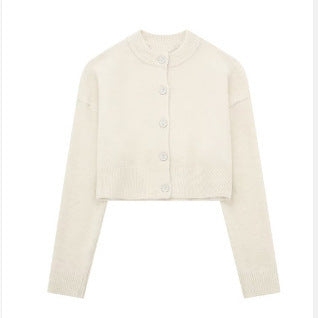 Cropped knit jacket for women with elegant button details Lune London