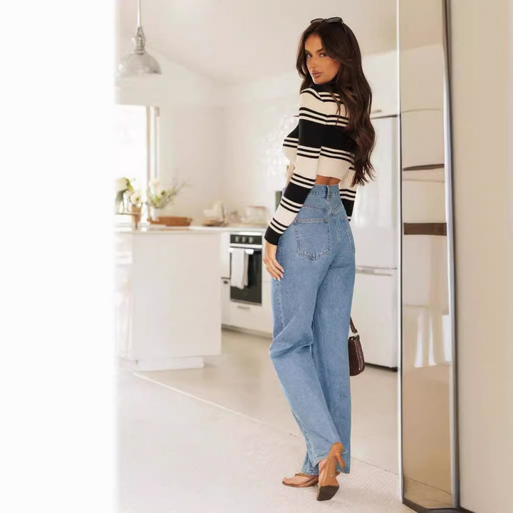 Women's Flared Jeans with High Waist and Wide Leg for Casual Style Lune London