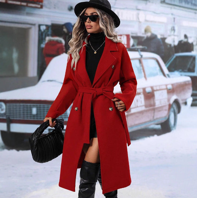 Manteau surdimensionné élégant pour femme avec double patte de boutonnage et ceinture chic Chic & Stil