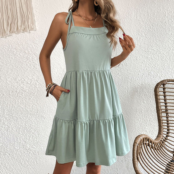 A-line ruffled sundress for women with adjustable straps Lune London