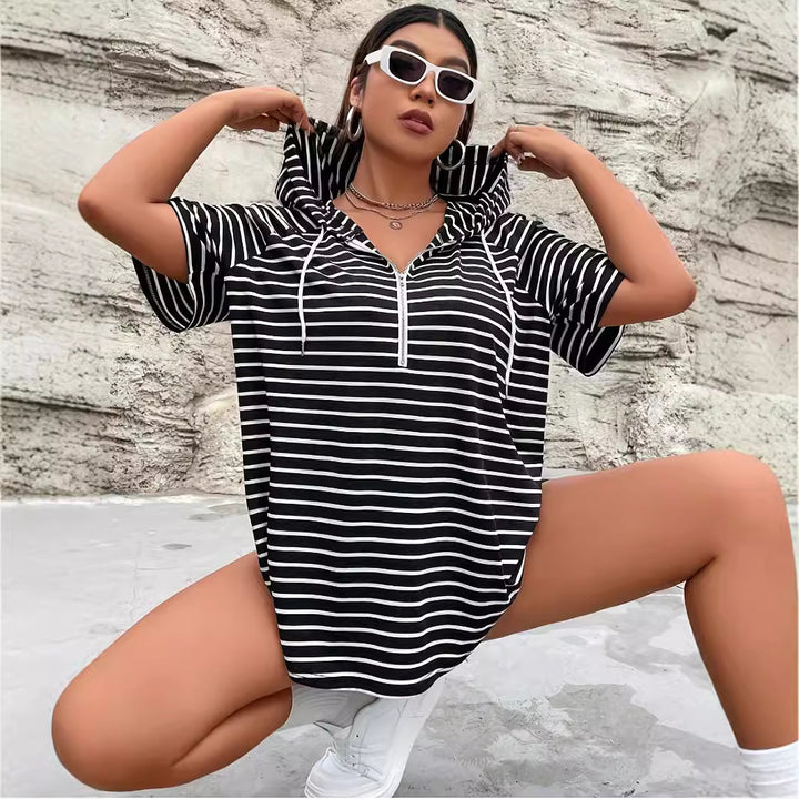 Women’s striped knit hoodie with Lune London