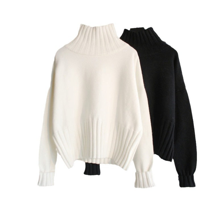 Women's turtleneck sweater with ribbed detail Lune London