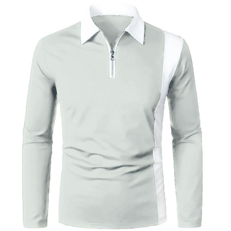 Men's Long Sleeve Polo with Modern Zipper and Contrasting Inserts Lune London