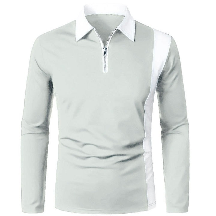 Men's Long Sleeve Polo with Modern Zipper and Contrasting Inserts Lune London
