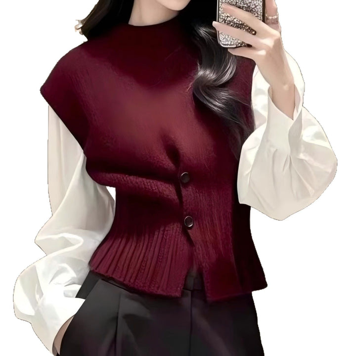 Knit cardigan for women with turtleneck and visible button closure Lune London