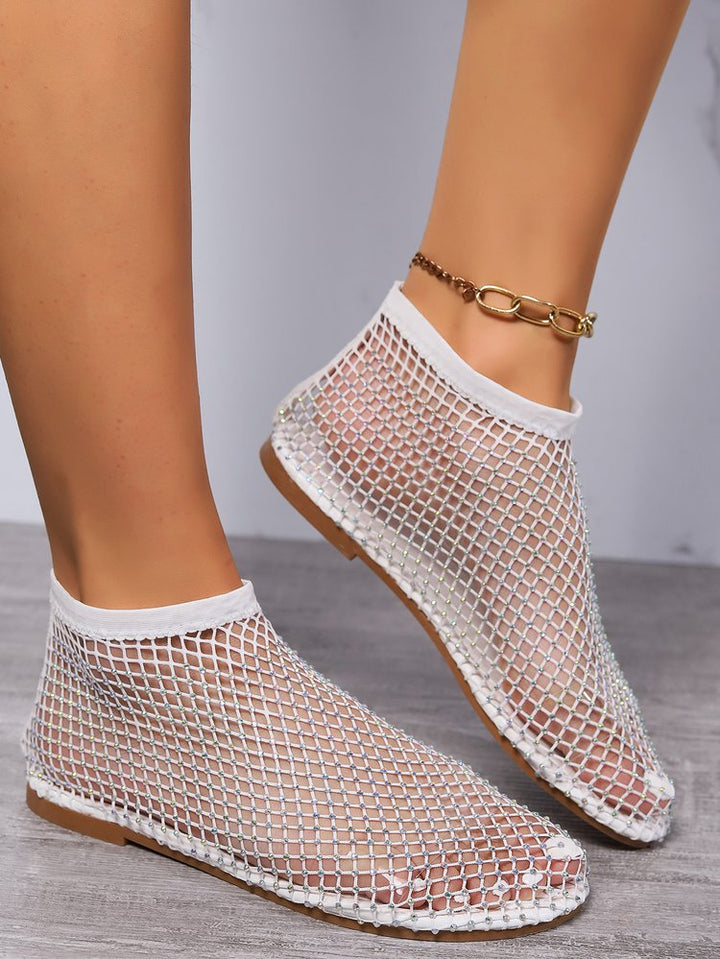 Glamorous ladies mesh shoes with rhinestone embellishments Lune London