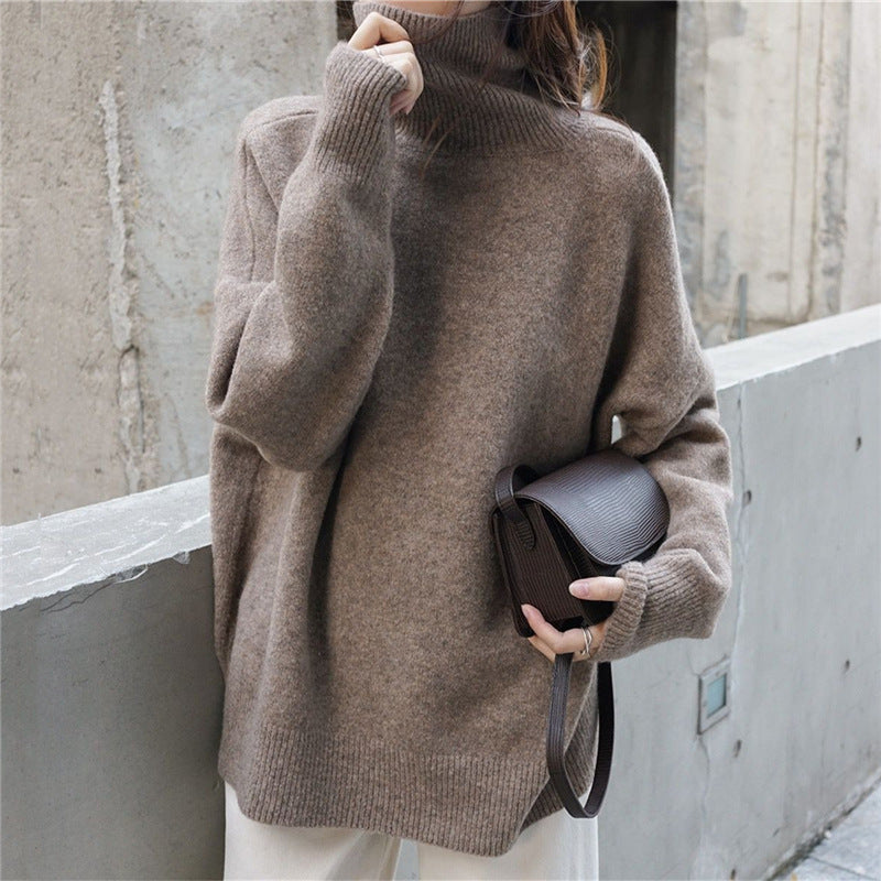 Women Oversized High Neck Sweater with Puffed Sleeves Lune London
